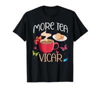 Funny English Life Saying Village Biscuits & More Tea Vicar Value Graphic T-Shirt, Men, Black, M