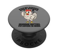 Funny English Teacher Grammar Matters Stop Scaring Chickens PopSockets Adhesive PopGrip