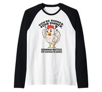 Funny English Teacher Grammar Matters Stop Scaring Chickens Raglan Baseball Tee