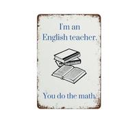 Funny English Teacher Posters Gift English Literature Classroom Decor Pun Grammar Prints Last Min Best Vintage Fun Home Decor Tin Signs Vintage Metal Signs Perfect for Bar Posters 12x8 Inch