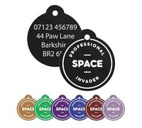 Funny Engraved Dog Tag - Custom Personalised Name ID, Lightweight Metal Collar Charm for Safety & Gift, Cute Pet Accessory - Professional Space Invader
