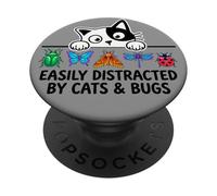 Funny Entomologist Saying Easily Distracted by Cats and Bugs PopSockets Adhesive PopGrip