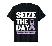 Funny Epilepsy Awareness Seize The Day Ribbon T-Shirt