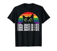 Funny Equal Rights Or I Bite Cute Cat Ally LGBTQ Pride Month T-Shirt