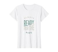 Funny Equestrian Always Ready for the Ride Value Graphic T-Shirt, Women, White, S