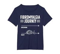 Funny Expectations Fibromyalgia Journey Fibro Warrior T-Shirt, Women's Plus, Navy Blue, 2X