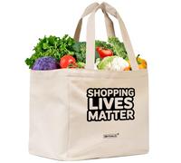 Funny Extra Large Reusable Canvas Tote Bag,Shopping Lives Matter Durable Grocery Beach Utility Bag,Heavy Duty,Foldable,Washable