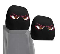 Funny Eye Headrest Covers Pair - Cute Vision Style Cushion Cover Elastic Fabric Protector | Elastic Protection for Automobile, Vehicle Cabin Decoration Accessories for Car Pickup VA