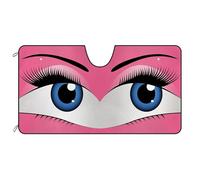 Funny Eyes Car Windshield Sun Shade, Charming Eyes Decor Bright Pink Car Sunshade for Front Windshield, Blocks Heat and Sun 51" x 26.8"