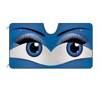 Funny Eyes Car Windshield Sun Shade, Charming Eyes Decor Cobalt Blue Car Sunshade for Front Windshield, Blocks Heat and Sun 51" x 26.8"