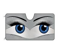 Funny Eyes Car Windshield Sun Shade, Charming Eyes Decor Gray Car Sunshade for Front Windshield, Blocks Heat and Sun 51" x 26.8"