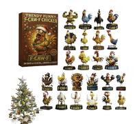 Funny F-Caw-F Chicken Advent Calendars 2025, 24days Christmas, Chicken Countdown Calendar With Trendy F-caw-f Chickens Pendant, 2D Acrylic Chickens Hanging Pendant Ornaments For Window Tree Door