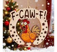 Funny F-Caw-F Chicken Christmas Ornaments, 2025 New Funny White Elephant Gag Gifts, Unique for Chickens Lovers, Adults, Women, Farmhouse Xmas Hanging Decorations