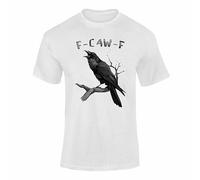 Funny F-CAW-F Chicken & Raven Graphic T-Shirt for Adults & Kids - Humorous Bird Pun Tee White Medium Style 4
