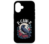Funny F-CAW-F Raven Crow Moon Roses Gothic Art Case for iPhone 16