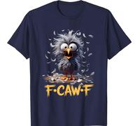 Funny F-Caw-F Tshirt Vintage Messy Bird Face Feather Chaos Cartoon Humor Short Sleeve T-Shirt Funny Tops for Men Navy XL