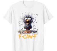 Funny F-Caw-F Tshirt Vintage Messy Bird Face Feather Chaos Cartoon Humor Short Sleeve T-Shirt Funny Hawaiian Shirt White XL