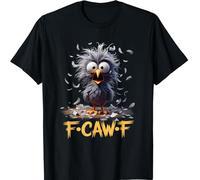 Funny F-Caw-F Tshirt Vintage Messy Bird Face Feather Chaos Cartoon Humor Short Sleeve T-Shirt t Shirt Men Funny Black L