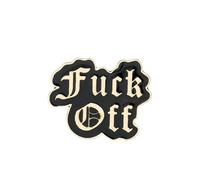 Funny “F*ck Off” Enamel Pin Badge - Gothic Retro Lapel Pin for Jacket, Backpack, or Hat | Black & Gold Hard Enamel Brooch | Sarcastic Gift for Friends, Festival & Alternative Fashion Lovers