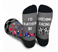 Funny F1 Socks for Men Dad Teen Boys, I’d Rather Be Racing Fun Crazy Gift