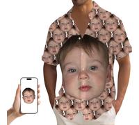 Funny Face All Over Personalised Shirt Add Own Face Button Down Shirts, Custom Face Shirt, Customized Button Down Shirt Gift