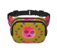Funny Face Peach Square Double-Layer Waist Bag for Outdoor Activities Such as Sports, Travel, Hiking, Cycling