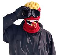 Funny Face Ski Mask for Adults, 3D Hamburger Balaclava Winter Mask, Novelty Full Head Cover with Realistic Food Design, Warm Windproof Mask for Skiing Snowboarding Cycling Parties