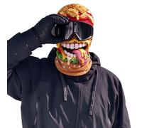 Funny Face Ski Mask for Adults, 3D Hamburger Balaclava Winter Mask, Novelty Full Head Cover with Realistic Food Design, Warm Windproof Mask for Skiing Snowboarding Cycling Parties
