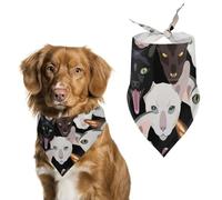 Funny Faces of Domestic Cats Dog Bandanas Puppy Cat Kerchief Scarf Pet Triangle Bandana for Christmas