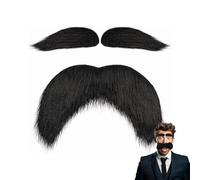 Funny Fake Mustache Kit, Realistic Fake Beard and Eyebrows, Self-Adhesive Stickers Halloween Beard for Adults, Novelty Mustaches for Halloween, Birthday Parties, Festivals, Themed Events (Black)