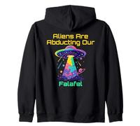 Funny Falafel Lover Pun | Alien UFO Abduction Humor Meme Zip Hoodie