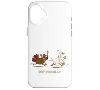 Funny Fall Autumn Turkey Chasing Scared Goose Got to Silly Case for iPhone 16 Plus
