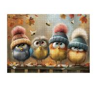 Funny Fall Bird Puzzles for Adults 1000 Pieces Cute Chicken Art Pretty Nature Autumn Landscape Jigsaw Puzzles Impossible Aesthetic Hard Difficult Challenging Puzzle as Family Game
