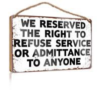 Funny Family Signs Wall Art Reserved Rights: Denial Of Service Policy Sign Wooded Room Decor For Men Office Decor(20X30CM)
