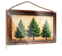 Funny Family Signs Wall Art Three Tall Pine Trees in A Rustic Frame Bar Signs for Man Cave Fall Decor for Porch(20X30CM)