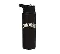 Funny Fantasy Football Commish University Commissioner Champ Stainless Steel Insulated Water Bottle