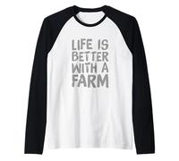 Funny Farm Jokes Farmer Quotes Life is Better with A Farm Raglan Baseball Tee