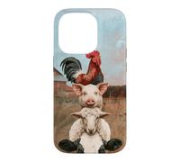 Funny Farm Stacked Animals Cow Sheep Pig Rooster Barnyard Case for iPhone 14 Pro
