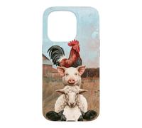Funny Farm Stacked Animals Cow Sheep Pig Rooster Barnyard Case for iPhone 15 Pro