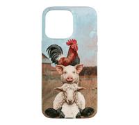 Funny Farm Stacked Animals Cow Sheep Pig Rooster Barnyard Case for iPhone 15 Pro Max