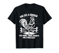 Funny Farmer Matching Graphic You See a Chicken I See Wing.. T-Shirt