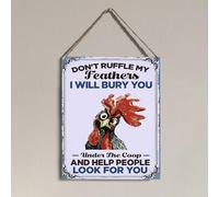 Funny Farmhouse Chicken Coop Wall Sign Decor Gifts for Women Rustic Farmhouse Kitchen Coops Cabin Outdoor Wall Home Decor Chicken Accessories Don't Ruffle My Feathers Sign