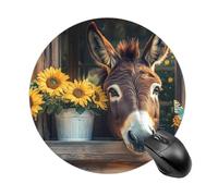 Funny Farmhouse Donkey Sunflowers Round Mouse Pad for Office Home