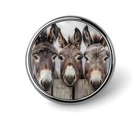Funny Farmhouse Three Donkey Round Badges Personalized Button Brooch Lapel Pins for Clothing Decoration