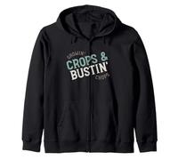 Funny Farming Pun Growin' crops & bustin' chops Zip Hoodie