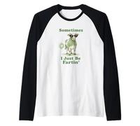 Funny Farting Cow Sunglasses Humor Design Raglan Baseball Tee