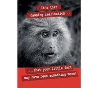 Funny Farting Monkey Birthday Card - Horrified Monkey Comedy Greeting Card - Silly Humour Birthday Card for Him or Her - Cheeky Joke Card for Friends & Family