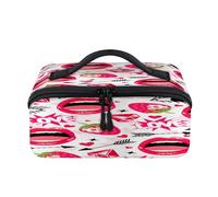 Funny Fashion Lips Eyes Love Travel Makeup Bag Portable Lips Waterproof Pouch Open Flat Toiletry Bags Toiletries Cosmetics Traveling Organizer for Women Men