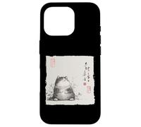 Funny Fat Cat Japanese Zen Buddha Chonky Cat Painting Case for iPhone 16 Pro