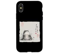 Funny Fat Cat Japanese Zen Buddha Chonky Cat Painting Case for iPhone X/XS